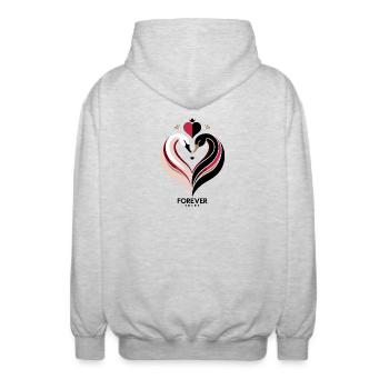 Schwanenherz Forever Yours Love - Unisex Kapuzenjacke - Hellgrau meliert - Hinten - AI Model Male 185 light (185cm)