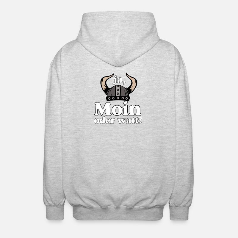 Ja Moin oder Watt? Nordisch Humor - Unisex Kapuzenjacke - Hellgrau meliert