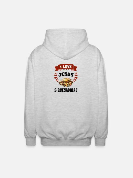 I Love Jesus And Quesadillas Mexico - Unisex Hooded Jacket - light heather grey