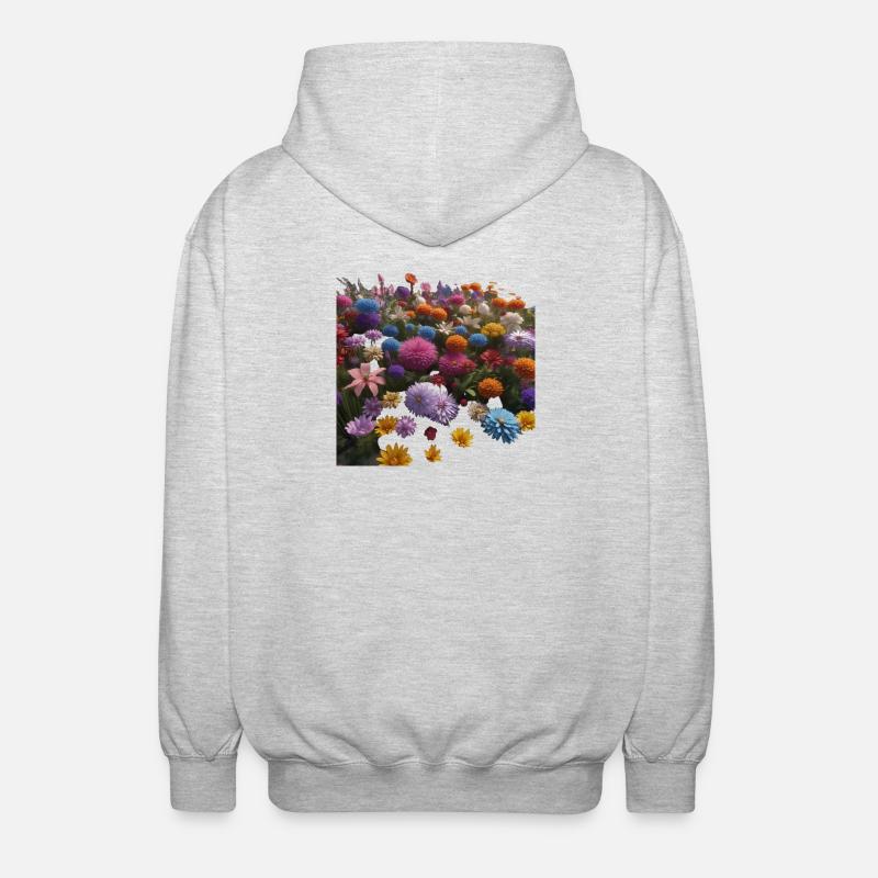 Bunte Blumen - Unisex Kapuzenjacke - Hellgrau meliert