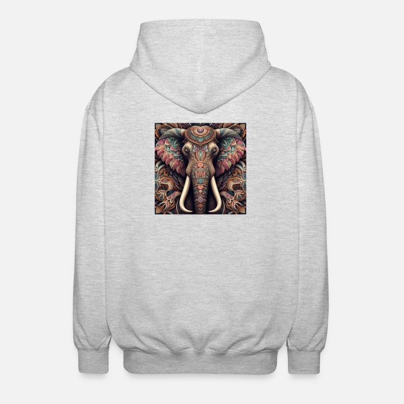 Geschmückter Elefant - Unisex Kapuzenjacke - Hellgrau meliert