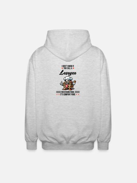 Eating lasagna during recession - Unisex Hooded Jacket - light heather grey
