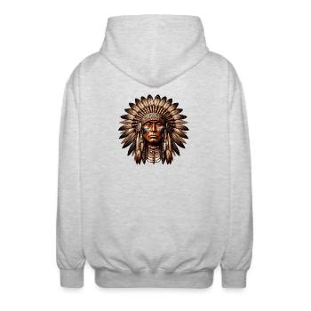 Amérindien Peau rouge d’Amérique - Veste à capuche unisexe - gris clair chiné - Dos - AI Model Male 185 light (185cm)