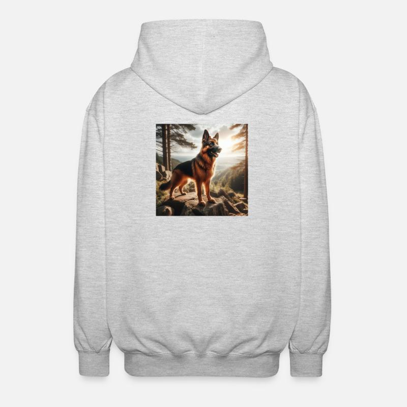 Deutscher Schäferhund Kunst - Unisex Kapuzenjacke - Hellgrau meliert