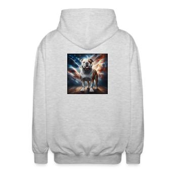 Bulldogge - Unisex Kapuzenjacke - Hellgrau meliert - Hinten - AI Model Male 185 light (185cm)