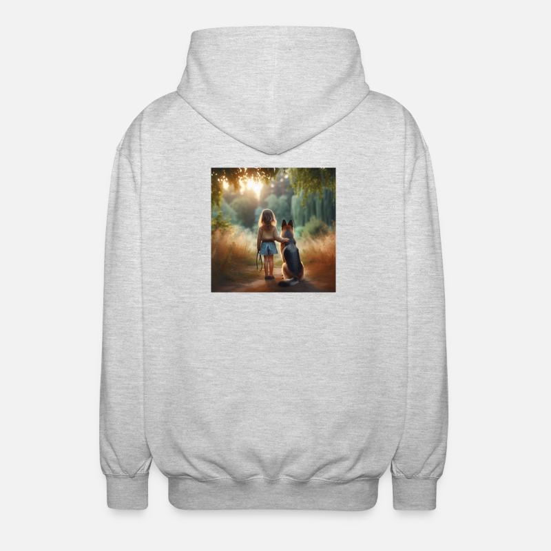 Deutscher Schäferhund Kunst - Unisex Kapuzenjacke - Hellgrau meliert
