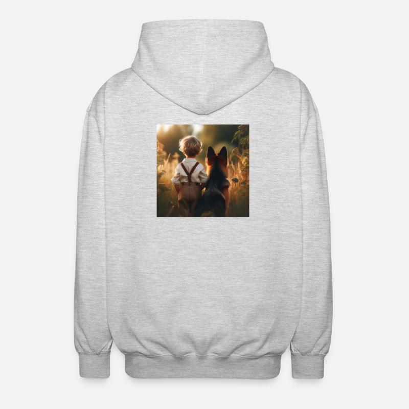 Deutscher Schäferhund Kunst - Unisex Kapuzenjacke - Hellgrau meliert