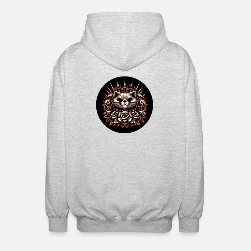 Chat maléfique - Veste à capuche unisexe - gris clair chiné