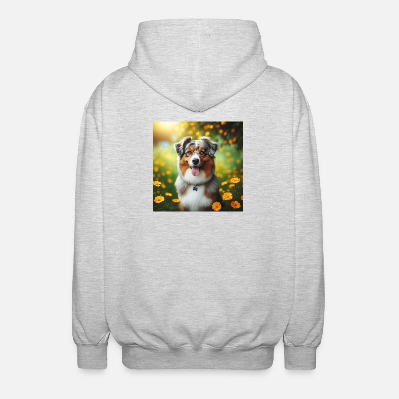 Australischer Schäferhund - Unisex Kapuzenjacke - Hellgrau meliert