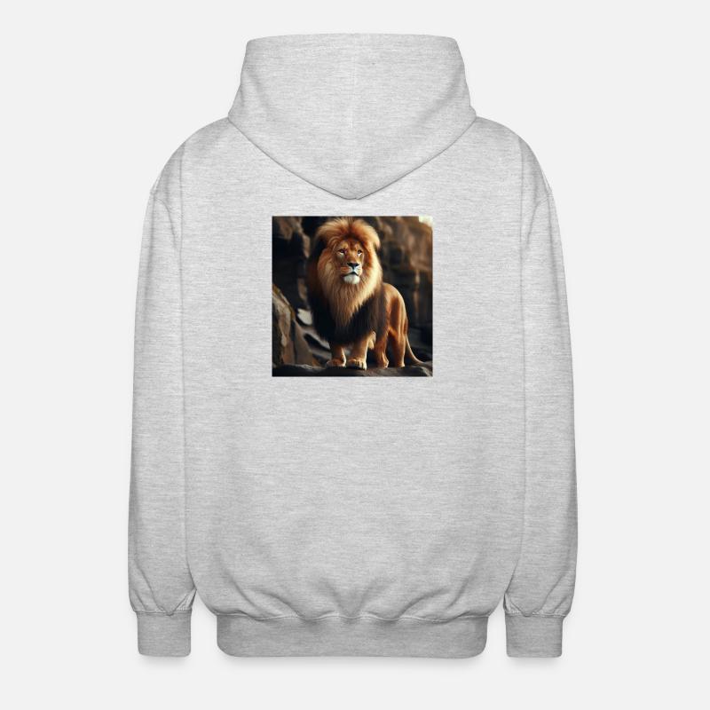 Löwe - Unisex Kapuzenjacke - Hellgrau meliert