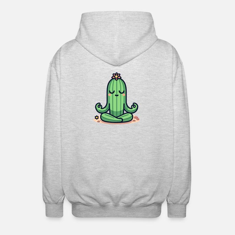 Cactus Zen - Pose de plante paisible - Veste à capuche unisexe - gris clair chiné