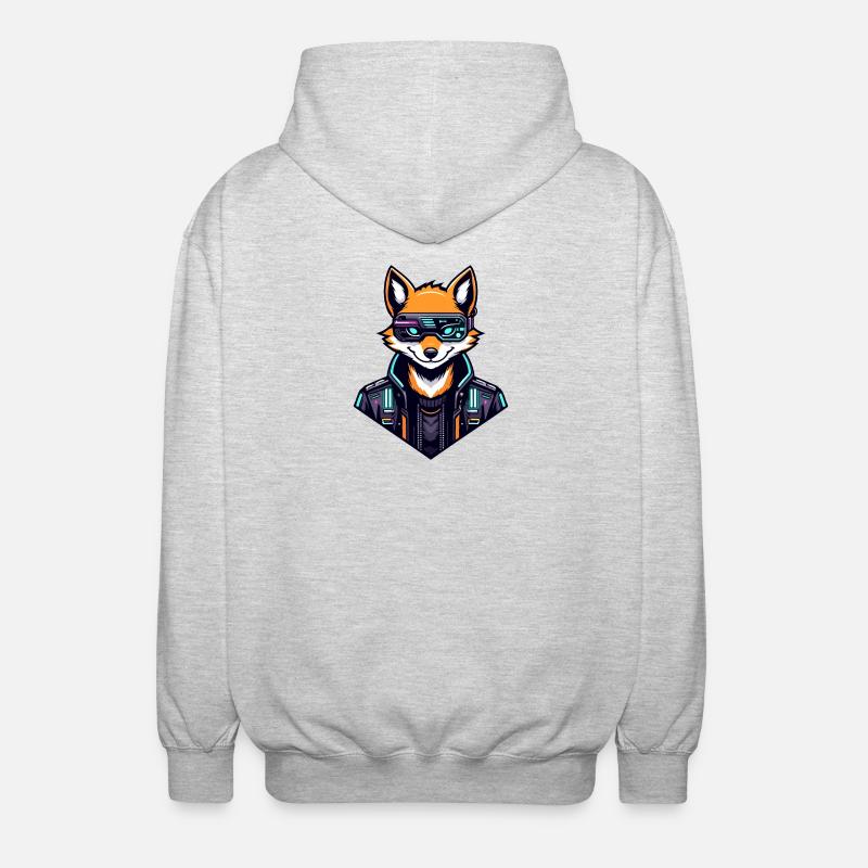 Cyber Fox Néon Tech Sauvage - Veste à capuche unisexe - gris clair chiné