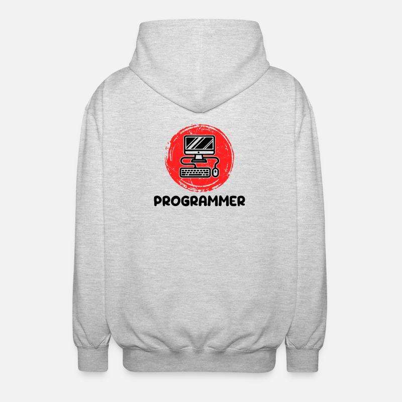 Computer Developer Programmer Code Scripting - Unisex Hooded Jacket - light heather grey