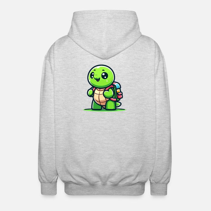 Trailblazer Turtle: Der Entdecker - Unisex Kapuzenjacke - Hellgrau meliert