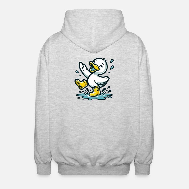 Splashy Quacker: The Puddle-Hopping Duck - Unisex Hooded Jacket - light heather grey
