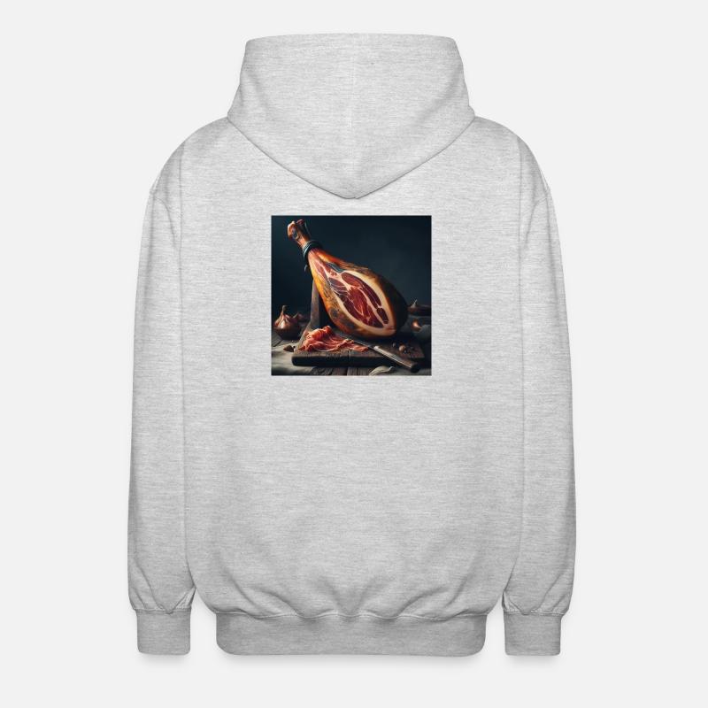Cuisse de jambon serrano - Veste à capuche unisexe - gris clair chiné