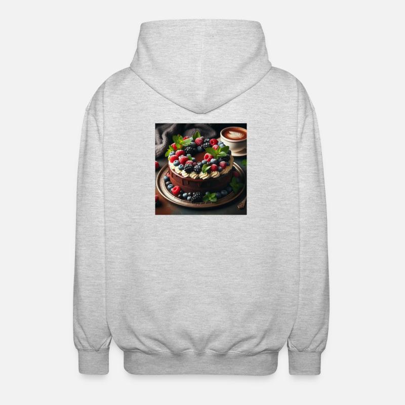 Schokoladen-Beeren-Kuchen - Unisex Kapuzenjacke - Hellgrau meliert