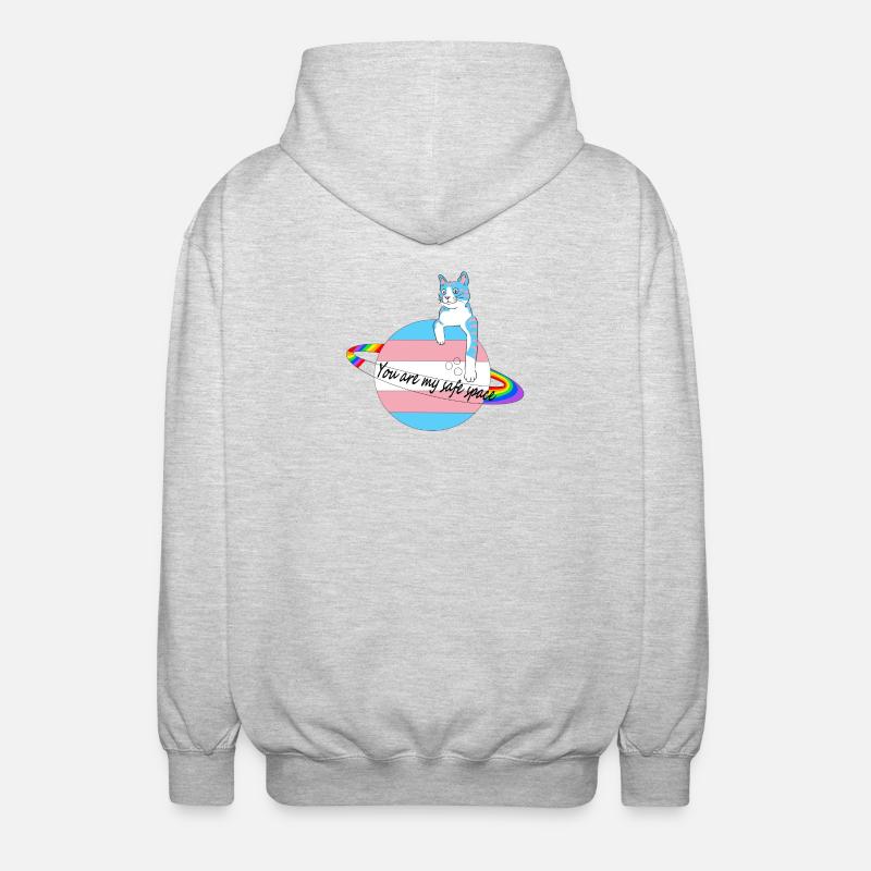 Safe Space Cat - Unisex Kapuzenjacke - Hellgrau meliert