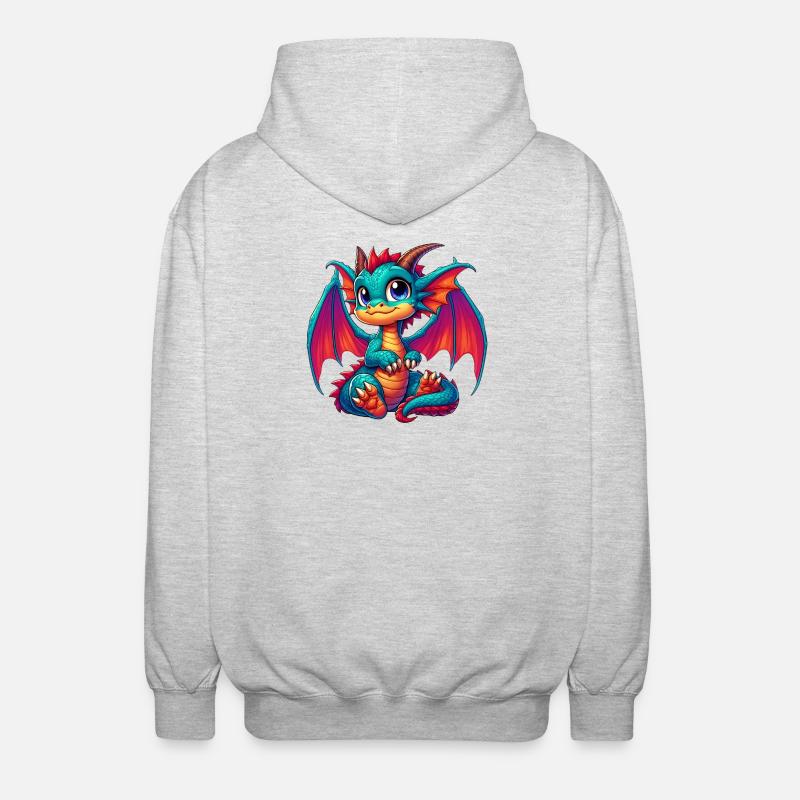 Drache - Unisex Kapuzenjacke - Hellgrau meliert