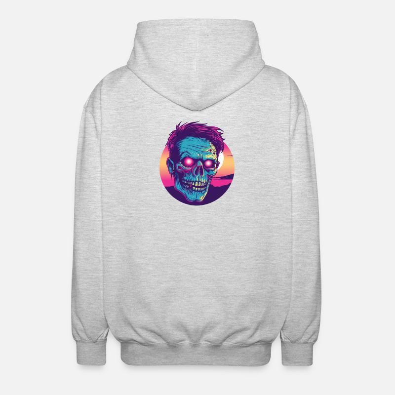 Zombie synthwave 2 - Unisex Hooded Jacket - light heather grey