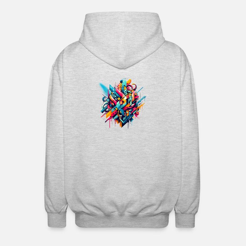 Coole bunte dynamische Graffiti-Illustration - Unisex Kapuzenjacke - Hellgrau meliert