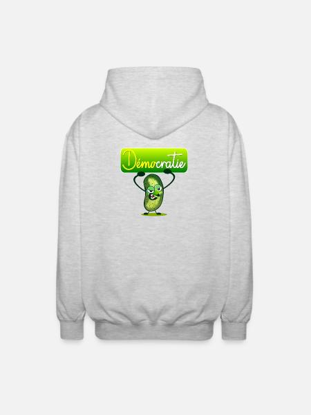 Démocratie Cornichons, France - Veste à capuche unisexe - gris clair chiné