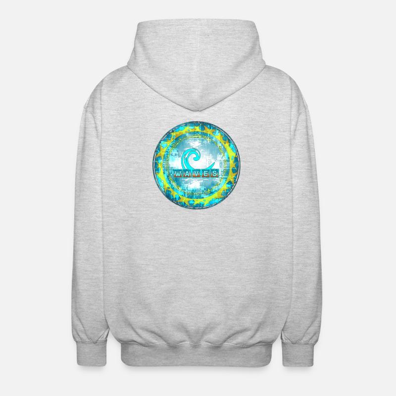 Abstract Waves Pattern - Unisex Hooded Jacket - light heather grey