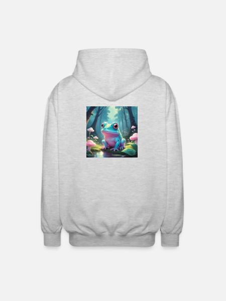 Frosch im Märchenwald - Unisex Kapuzenjacke - Hellgrau meliert