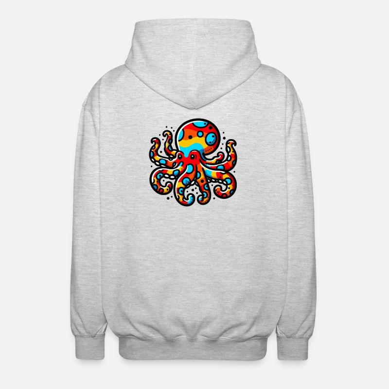 Krake - Unisex Kapuzenjacke - Hellgrau meliert