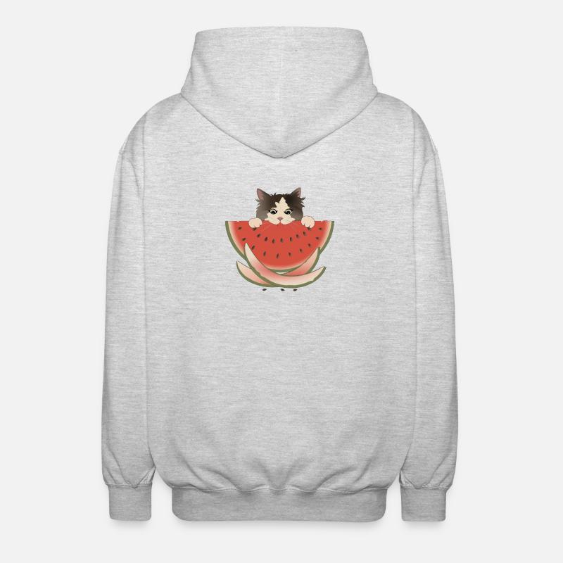 Délice de pastèque Chat - Veste à capuche unisexe - gris clair chiné