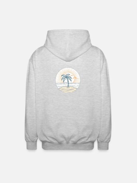 Sunny Island Palm Circle - Unisex Hooded Jacket - light heather grey