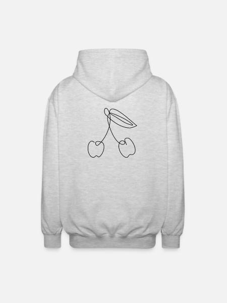 LINE ART KIRSEBÆRKIRSEBÆR SOMMERFRUGTER - Unisex hættejakke. - lysegrå meleret