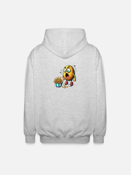 Funny french fries potato design - Unisex Hooded Jacket - light heather grey