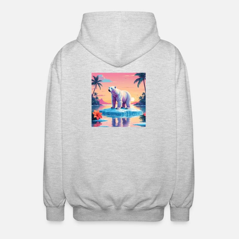 Ours blanc - Veste à capuche unisexe - gris clair chiné
