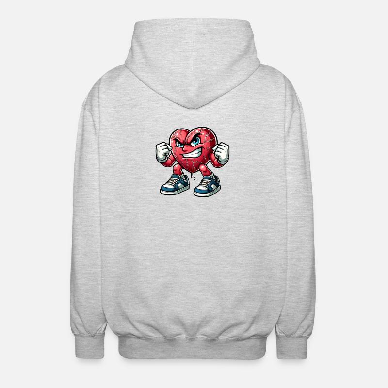 Wütendes Herz Design - Unisex Kapuzenjacke - Hellgrau meliert