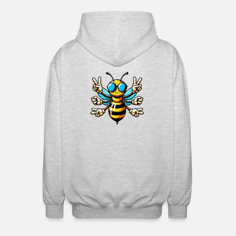 Biene mit Sonnenbrille - Unisex Kapuzenjacke - Hellgrau meliert