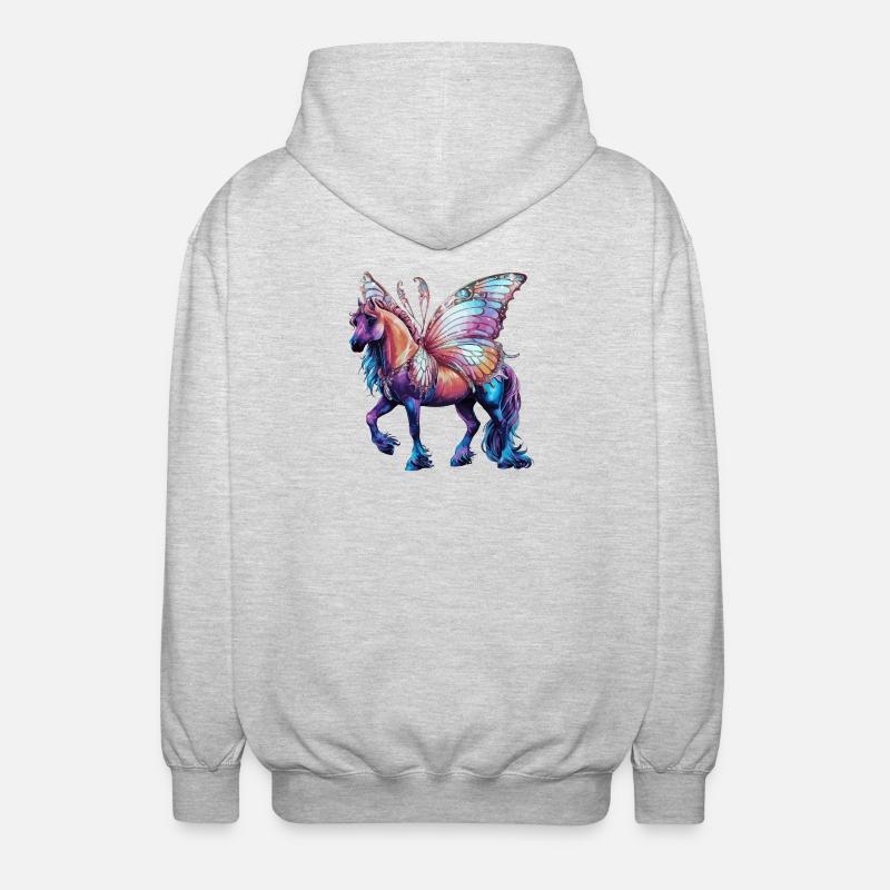 Schmetterlingspferd - Unisex Kapuzenjacke - Hellgrau meliert