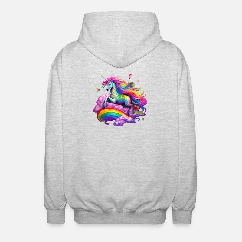Fee Regenbogen Einhorn - Unisex Kapuzenjacke - Hellgrau meliert
