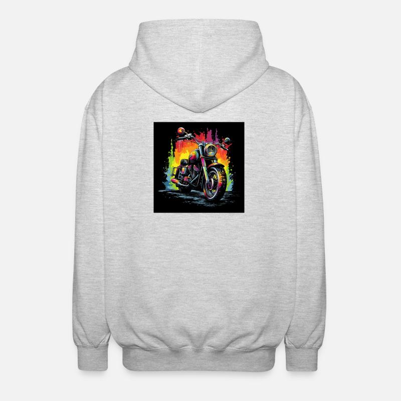 Regenbogen Motorrad Splash - Unisex Kapuzenjacke - Hellgrau meliert