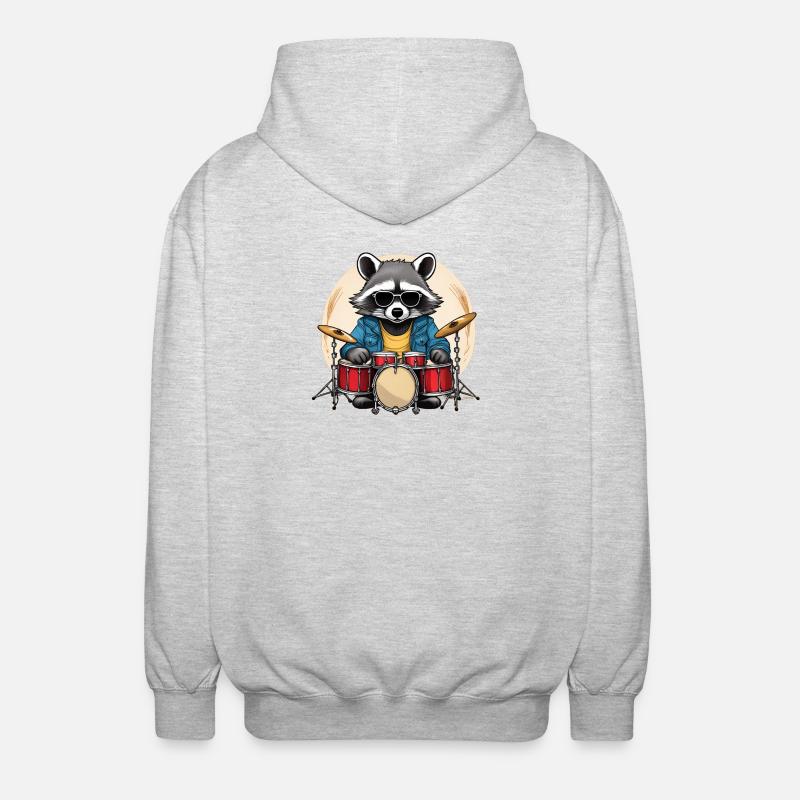 Raton laveur élégant avec tambours - Veste à capuche unisexe - gris clair chiné