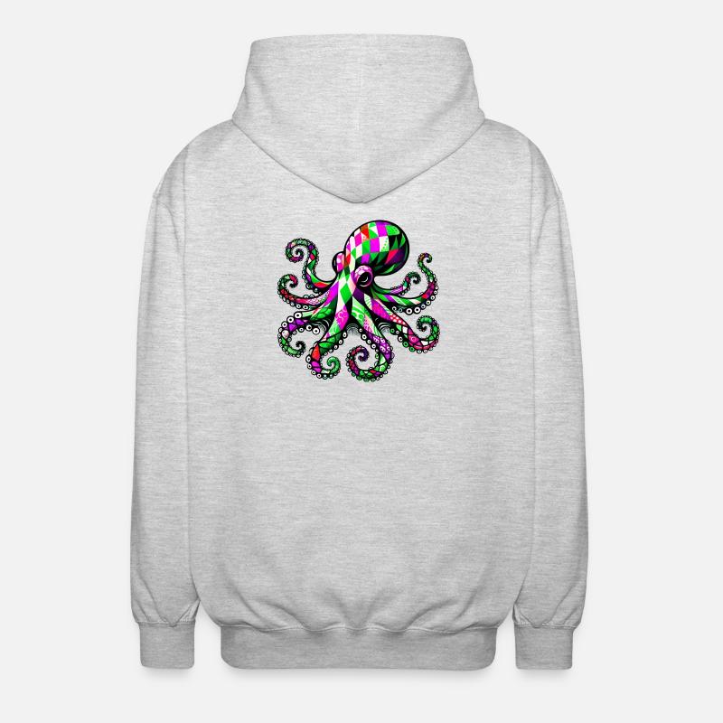 Krake - Unisex Kapuzenjacke - Hellgrau meliert