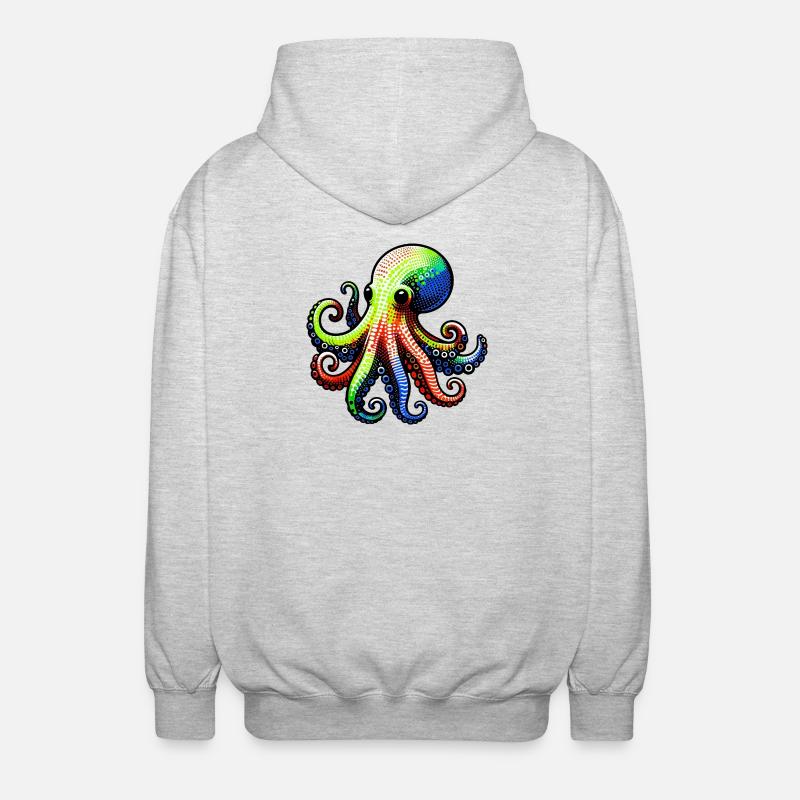 Krake - Unisex Kapuzenjacke - Hellgrau meliert