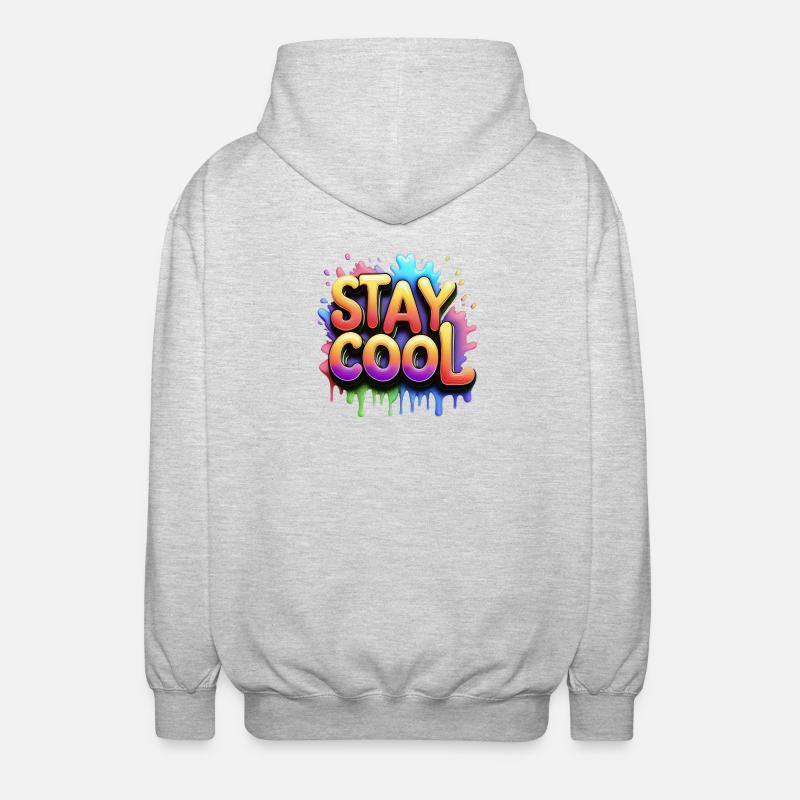 Stay cool text 3d - Unisex Kapuzenjacke - Hellgrau meliert