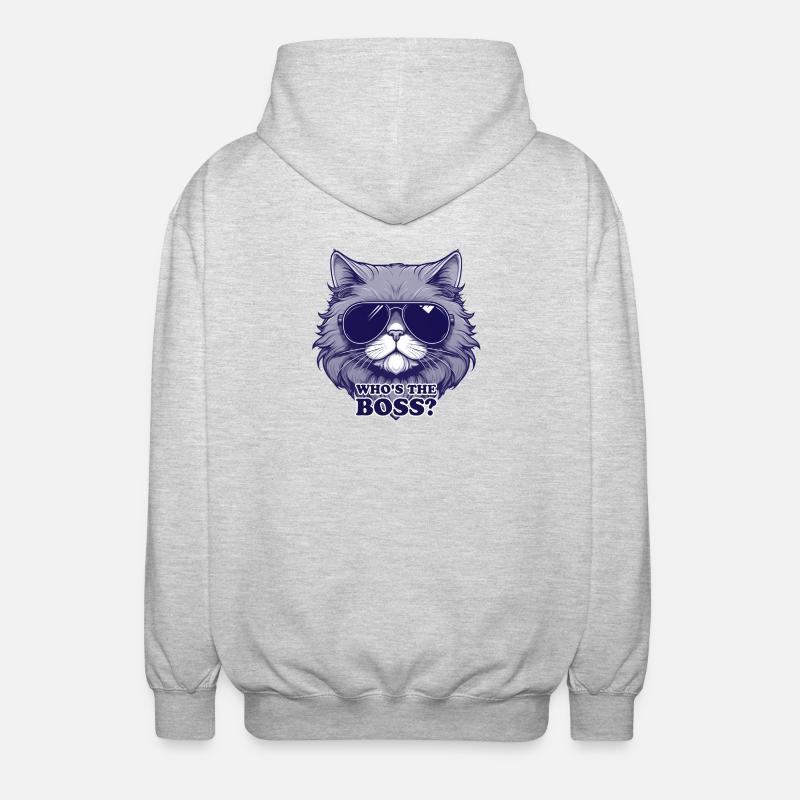 Stilvolle Katze mit Sonnenbrille - Unisex Kapuzenjacke - Hellgrau meliert