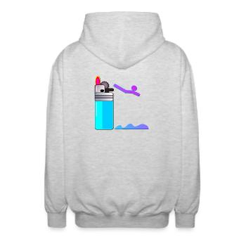 LIGHTER SWIMMING DIVING - Unisex Hooded Jacket - light heather grey - Back - AI Model Male 185 light (185cm)