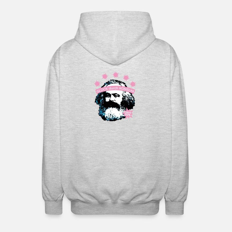 Glück durch Konsum – Bearded Icon - Unisex Kapuzenjacke - Hellgrau meliert