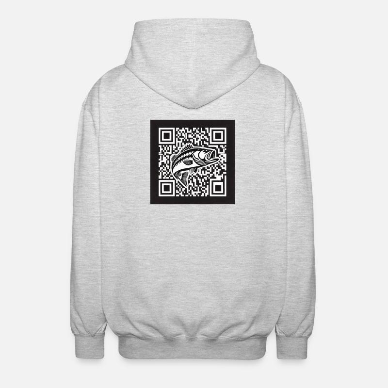 Barsch QR Code Design - Unisex Kapuzenjacke - Hellgrau meliert
