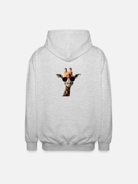Girafe avec un style d'enfer - Veste à capuche unisexe - gris clair chiné