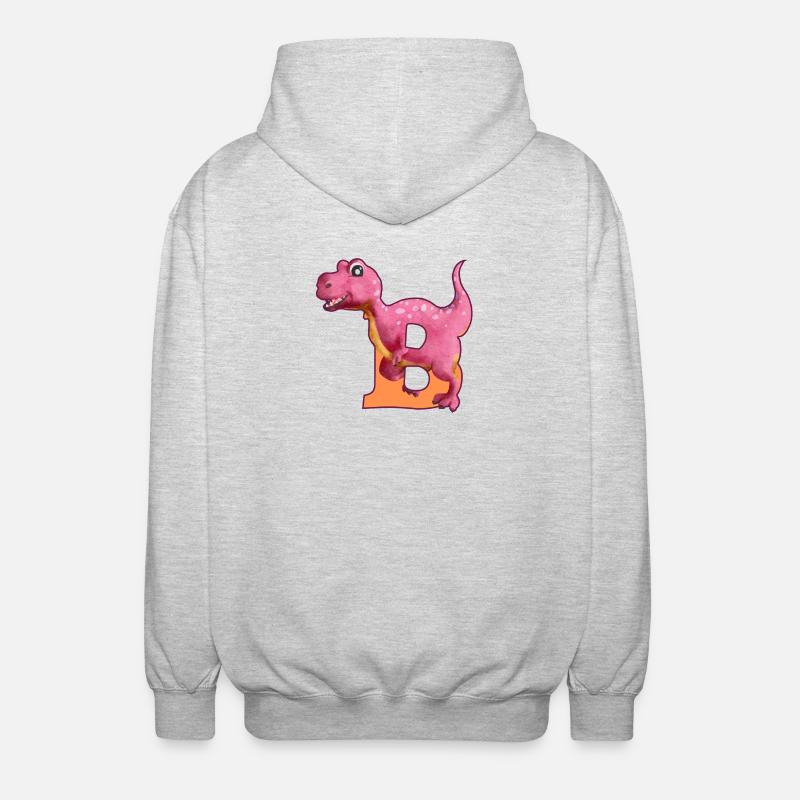 B - DINOSAUR, customizable - Unisex Hooded Jacket - light heather grey