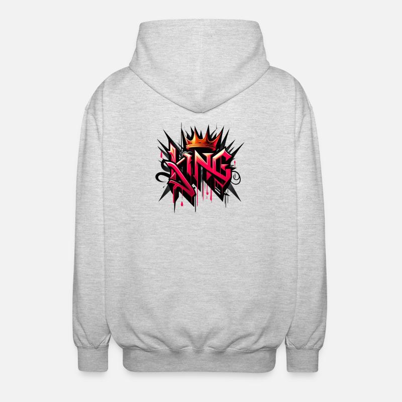 King 1 - Unisex Kapuzenjacke - Hellgrau meliert